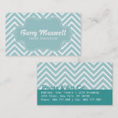 Nobles und elegantes, blaues und weißes Zickzack Visitenkarte (Vorne/Hinten)