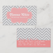 Nobles und elegantes, graues und weißes Zickzack Visitenkarte (Vorne/Hinten)