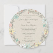 Nobles Verlobungs-Party-BlumenWreath und Fahne Einladung (Rückseite)