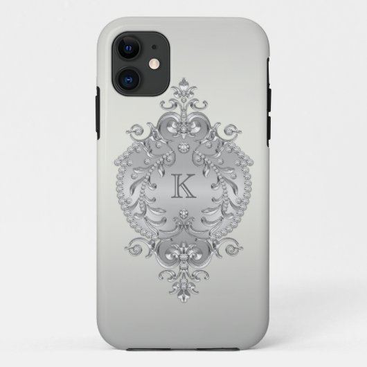 Nobles, verziertes Diamant-Monogramm Case-Mate iPhone Hülle (Rückseite)