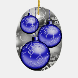 Nobles Weihnachtsblaue silbernes Grau-Verzierung Keramik Ornament