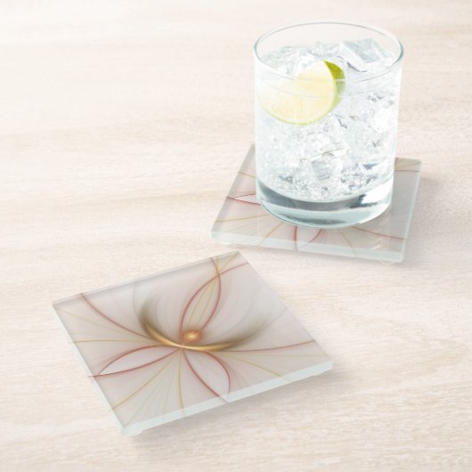 Nobly Copper And Gold Abstract Modern Fractal Art Glasuntersetzer (Schrägansicht)