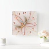 Nobly Copper And Gold Abstract Modern Fractal Art Quadratische Wanduhr (Zuhause)