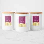 Nobly Wavy Gold Decke Rot mit Monogram Label Lebensmitteletikett (Flaschen)