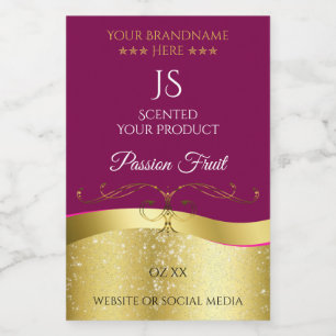 Nobly Wavy Gold Decke Rot mit Monogram Label Lebensmitteletikett