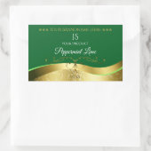 Nobly Wavy Gold Decoder dunkelgrünes Monogramm-Lab Rechteckiger Aufkleber (Tasche)