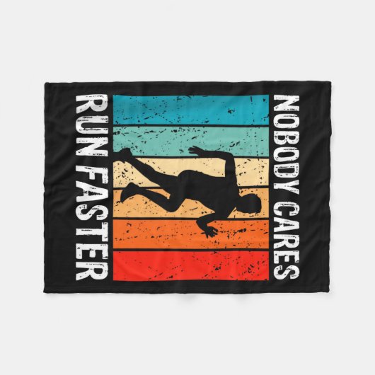 Nobody Cares Run Faster Funny Sarcastic Runner Quo Fleecedecke (Vorderseite (Horizontal))
