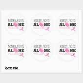 Nobody Fights Alone Breast Cancer Pink Ribbon Runder Aufkleber (Blatt)