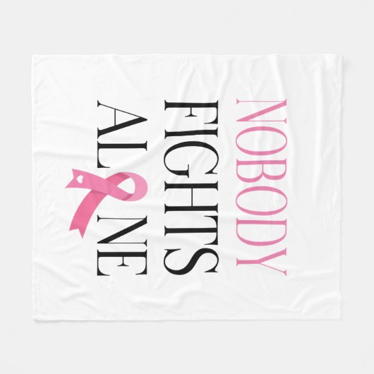 Nobody Fights Alone Pink Ribbon Fleecedecke (Vorderseite (Horizontal))