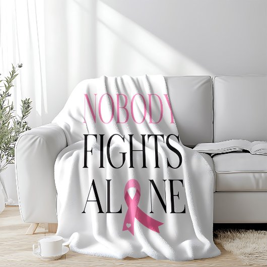 Nobody Fights Alone Pink Ribbon Fleecedecke