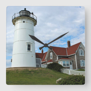 Nobska Point Lighthouse, Massachusetts Wall Clock Quadratische Wanduhr