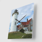 Nobska Point Lighthouse, Massachusetts Wall Clock Quadratische Wanduhr (Winkel)