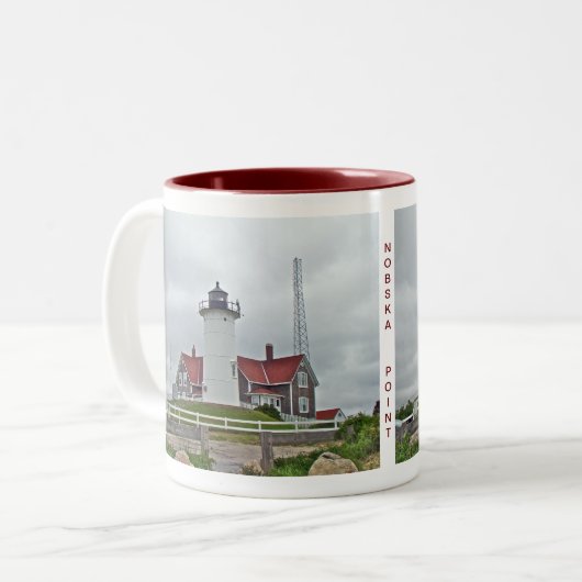 Nobska Punkt-Leuchtturm-Reihe Zweifarbige Tasse (Vorderseite Links)