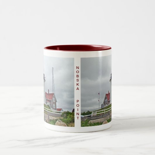 Nobska Punkt-Leuchtturm-Reihe Zweifarbige Tasse (Mittel)