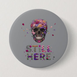 NOCH DA | Schädel mit floraler Blüte Button