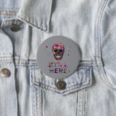 NOCH DA | Schädel mit floraler Blüte Button (Beispiel)
