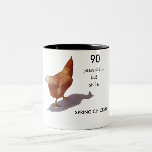 Noch ein Frühlings-Huhn: Fertigen Sie für Alter Zweifarbige Tasse (Mittel)
