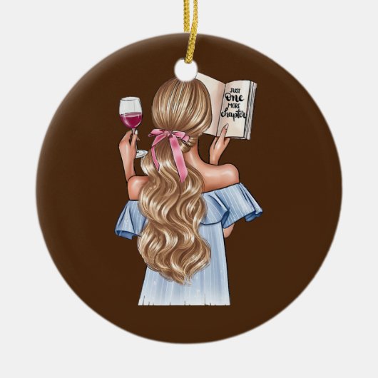Noch ein Kapitel Niedliches Girl Reading Book Keramik Ornament (Vorne)