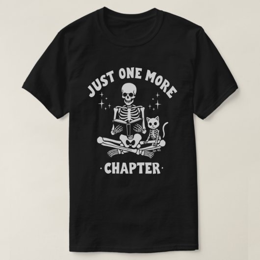 Noch ein Kapitel Skelett & Katzen-Buch Lover T-Shirt (Design vorne)