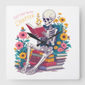 Noch ein Kapitel Skeletts Lesefeld Quadratische Wanduhr (Vorderseite)