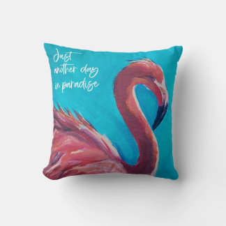 "Noch ein Tag im Paradies" Flamingo-Kissen Kissen