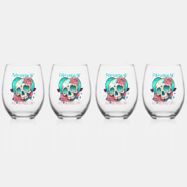 Noch ein Valentinstag Herz Skull Weinglas Ohne Stiel