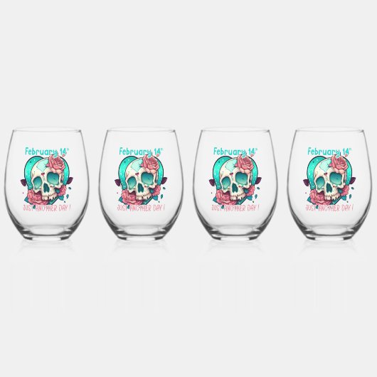 Noch ein Valentinstag Herz Skull Weinglas Ohne Stiel (Vorderseite)