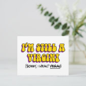 Noch eine Jungfrau - ich meine Vegan! Funny Vegeta Postkarte (Stehend Vorderseite)