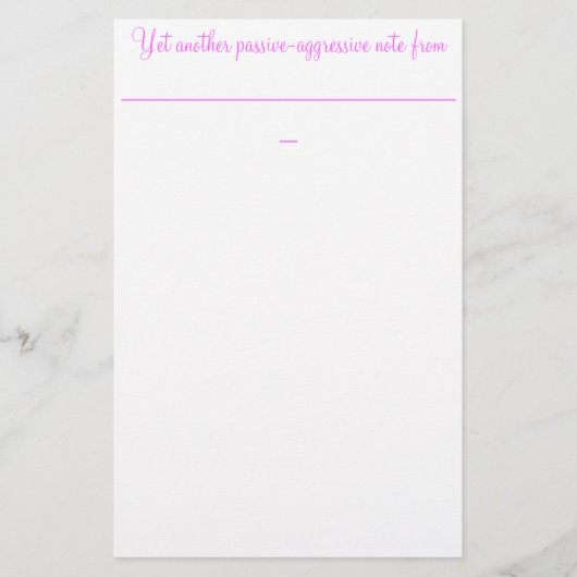 Noch eine passive aggressive Anmerkung von: Briefpapier (Vorderseite)