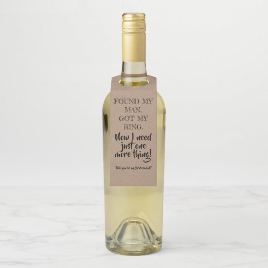 Noch eine Sache - der Vorschlag von Bridesmaid Flaschenanhänger (Auf Flasche)