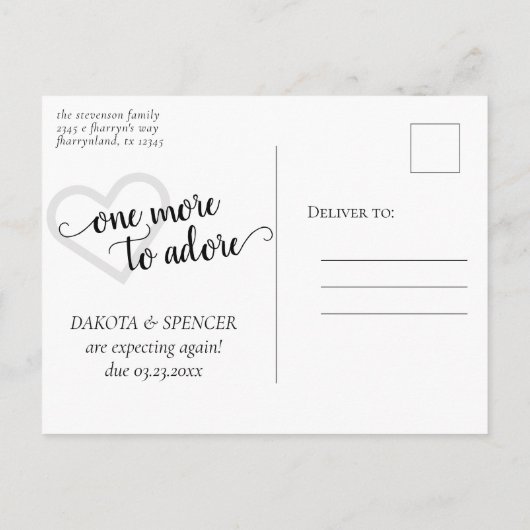 Noch eins zu Adore | Dusty Mauve Pink Schwangersch Ankündigungspostkarte (Rückseite)