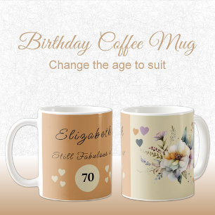 Noch fabelhaft bei 70 Geburtstag Blumenorange Crem Kaffeetasse