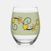 Noch fabelhaft bei 70 Namen grün gelb Weinglas Ohne Stiel (Rückseite)