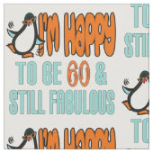 Noch fabelhafter 60. Geburtstags-Pinguin Stoff (Nahaufnahme)