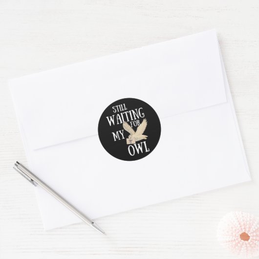 Noch gewartet für meinen Eule lustigen Zauberlehrb Runder Aufkleber (Umschlag)