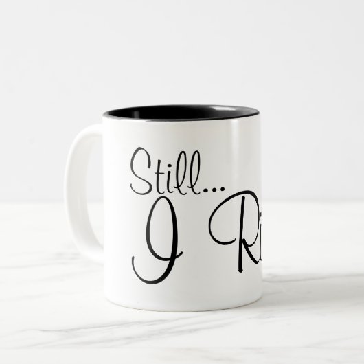 "Noch… Ich steige" schwarze extravagante Zweifarbige Tasse (Vorderseite Links)