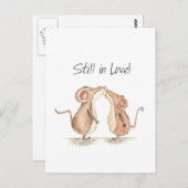 Noch in der Liebe - zwei niedliche küssende Mäuse Postkarte (Vorne/Hinten)