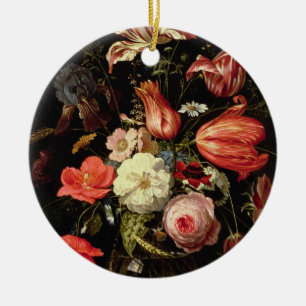 Noch Leben der Blumen auf einer Leiste Keramik Ornament