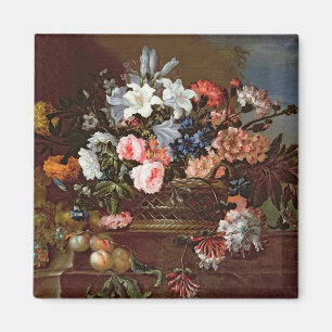 Noch Leben der Blumen in einem Korb Magnet