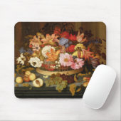 Noch Leben der Frucht und des Korbes der Blumen Mousepad (Mit Mouse)