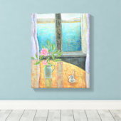 Noch Leben im Fenster mit Kamelien 2012 Leinwanddruck (Insitu (Holzboden))