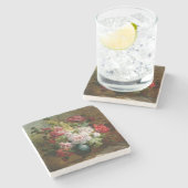 Noch Leben mit Blumen und Blattmusik Steinuntersetzer (Seitenansicht)