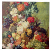 Noch Leben mit Blumen und Frucht Fliese (Vorderseite)