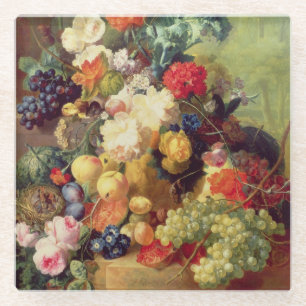 Noch Leben mit Blumen und Frucht Glasuntersetzer