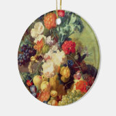 Noch Leben mit Blumen und Frucht Keramikornament (Links)
