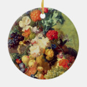 Noch Leben mit Blumen und Frucht Keramikornament (Hinten)