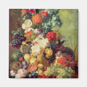 Noch Leben mit Blumen und Frucht Magnet