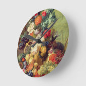 Noch Leben mit Blumen und Frucht Runde Wanduhr (Winkel)