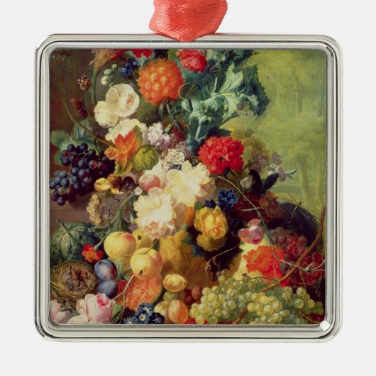 Noch Leben mit Blumen und Frucht Silbernes Ornament (Vorne)
