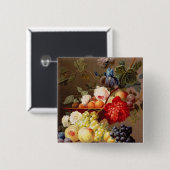 Noch Leben mit Frucht und Blumen Button (Vorne & Hinten)